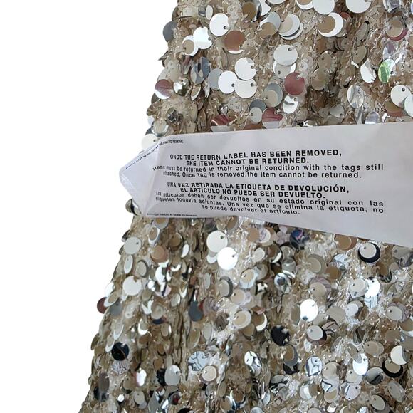 Dress The Population Viviana Silver Sequin Strapless Sheath Cocktail Dress Sz XL - Picture 10 of 14